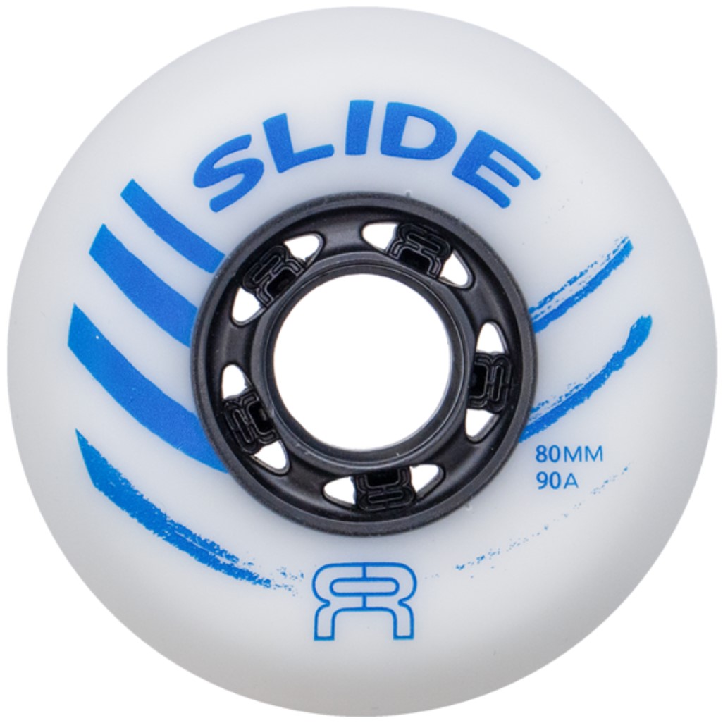white FR Slide wheel of 80mm and 90A durometer